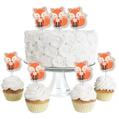 Big Dot of Happiness Fox - Dessert Cupcake Toppers - Baby Shower or Birthday Party Clear Treat Picks - Set of 24