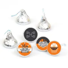 Big Dot of Happiness Basketball - Let the Madness Begin - College Basketball Round Candy Sticker Favors - Labels Fits Chocolate Candy (1 sheet of 108)