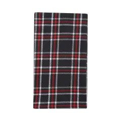 27' X 18" Poinsetta Plaid Woven Cotton Kitchen Dish Towel Red White and Black Plaid