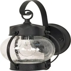 Nuvo 1-Light 11" Wall Onion Lantern w/ Clear Seed Glass in Textured Black