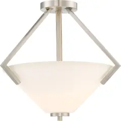 Nome 2-Light Semi Flush Mounted Light Fixture in Brushed Nickel Finish