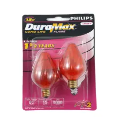 2pk- Philips 15W Amber Decorative Candelabra Incandescent Light Bulb