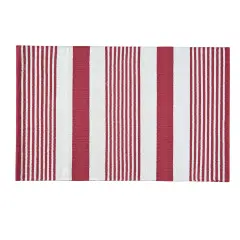 2'0" x 5'0" Red & White 4th of July Patriotic Woven Indoor Rug