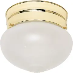 Nuvo 1-Light 6" Flush Mount Frosted Grape Small Mushroom in Polished Brass