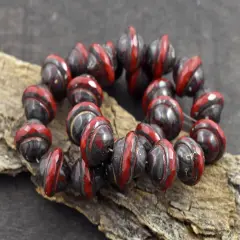 10x12mm Red Picasso Saturn Beads