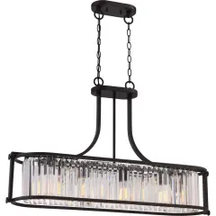 Nuvo Krys 4-Light Trestle Island Pendant w/ Crystal Accent in Aged Bronze Finish