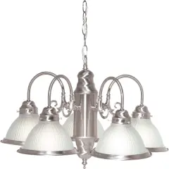Nuvo 5-Light 22" Chandelier w/ Frosted Ribbed Shades in Brushed Nickel Finish