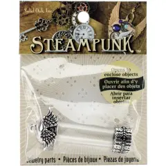 Solid Oak Steampunk Glass Pendant-Vial W/Wings