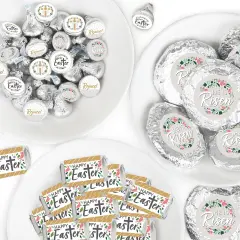 Big Dot of Happiness Religious Easter - Mini Candy Bar, Round Candy, & Circle Stickers - Christian Holiday Party Candy Favor Sticker Kit - 304 Pieces