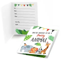 Big Dot of Happiness Jungle Party Animals - Fill In Safari Zoo Animal Birthday Party or Baby Shower Invitations (8 count)