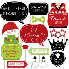Big Dot of Happiness Christmas Family Reunion - Fun Family Theme Holiday Party Photo Booth Props Kit - 20 Count