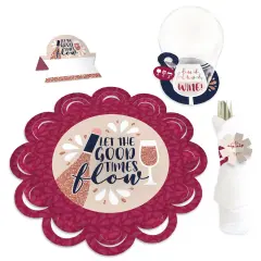 Big Dot of Happiness But First, Wine - Wine Tasting Party Paper Charger and Table Decorations - Chargerific Kit - Place Setting for 8