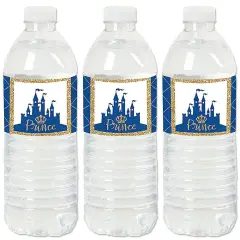 Big Dot of Happiness Royal Prince Charming - Baby Shower or Birthday Party Water Bottle Sticker Labels - Set of 20