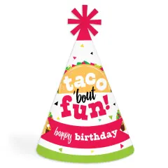 Big Dot of Happiness Taco &lsquo;Bout Fun - Cone Happy Birthday Party Hats for Kids and Adults - Set of 8 (Standard Size)