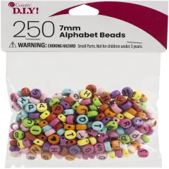 CousinDIY Alphabet Beads 7mm 250/Pkg-Assorted Round With Black Letters