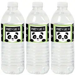 Big Dot of Happiness Party Like a Panda Bear - Baby Shower or Birthday Party Water Bottle Sticker Labels - Set of 20