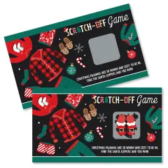 Big Dot of Happiness Christmas Pajamas - Holiday Plaid PJ Party Game Scratch Off Cards - 22 Count