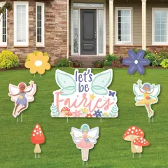 Big Dot of Happiness Let's Be Fairies - Yard Sign and Outdoor Lawn Decorations - Fairy Garden Birthday Party Yard Signs - Set of 8