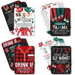 Big Dot of Happiness Christmas Pajamas - 4 Holiday Plaid PJ Party Games - 10 Cards Each - Gamerific Bundle