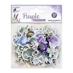 Little Birdie Ephemera Embellishment 36/Pkg-Purple Passion