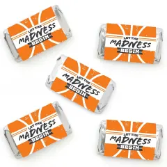 Big Dot of Happiness Basketball - Let the Madness Begin - Mini Candy Bar Wrapper Stickers - College Basketball Party Small Favors - 40 Count