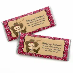 Big Dot of Happiness Little Cowboy - Western Candy Bar Wrappers Baby Shower or Birthday Party Favors - Set of 24