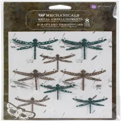Finnabair Mechanicals Metal Embellishments-Scrapyard Dragonflies, 8/Pkg