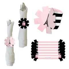 Big Dot of Happiness Paris, Ooh La La - Paris Themed Baby Shower or Birthday Party Paper Napkin Holder - Napkin Rings - Set of 24