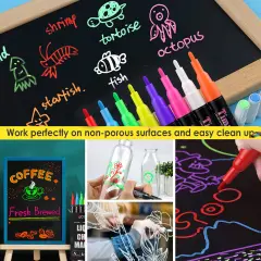 8 PackExtra Fine Tip Chalk Markers (1mm Point), Liquid Chalk Pens - Dry Erase Marker Pens for Blackboard, Chalkboards, Windows, Glass, Bistro, Cars, Signs, Chalkboard Labels Included