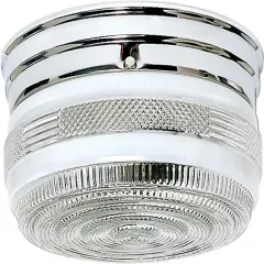 2-Light Flush Mounted Close-to-Ceiling Light Fixture in Polished Chrome Finish