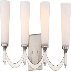 Laguna 4-Light Wall Mounted Vanity & Wall Light Fixture in Brushed Nickel Finish