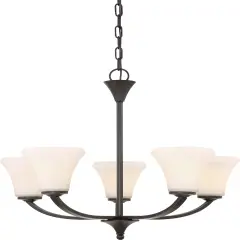 Fawn 5-Light Hanging Mounted Chandelier Light Fixture in Mahogany Bronze Finish