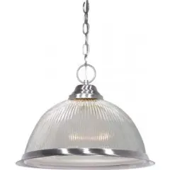 Nuvo 1-Light 15" Brushed Nickel Pendant Light Fixture w/ Clear Prismatic Dome