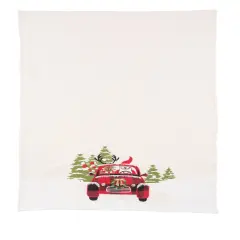 27" x 18" Reindeer Driving Red Plaid Truck "Road Trip Friends" Christmas Winter Cotton Kitchen Dish Towel Decor Decoration