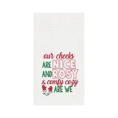 Nice Rose & Cozy Embroidered Waffle Weave Kitchen Towel