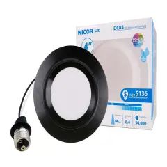 NICOR 4in. LED Downlight 644Lm 2700K in Black Round Recessed Light