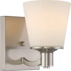 Laguna 1-Light Wall Mounted Vanity & Wall Light Fixture in Brushed Nickel Finish
