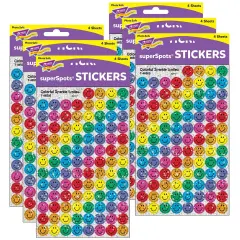 Colorful Smiles superSpots&reg; Stickers-Sparkle, 400 Per Pack, 6 Packs