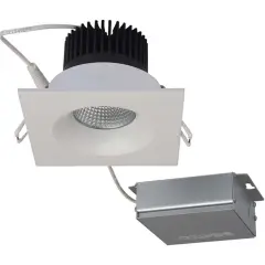 12 watt LED Direct Wire Downlight 3.5 inch 3000K 120 volt Dimmable Square Remote Driver White