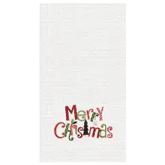 "Merry Christmas" Cotton Waffle Weave Kitchen Dishtowel