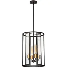 Nuvo Payne 4-Light Foyer Pendant w/ Clear Beveled Glass in Midnight Bronze