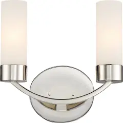 Denver 2-Light Wall Mounted Vanity & Wall Light Fixture in Polished Nickel Finish