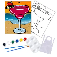DIY Canvas Art Kit for Adults Beginner 11x14 inch-Colorful, Acrylic Paint, Margarita On The Beach