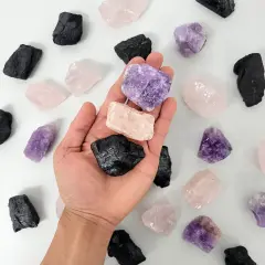 Amethyst, Tourmaline, Rose Quartz - Healing Crystals Trio Set