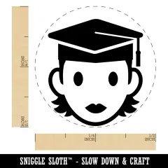 Occupation Student Graduate Cap Graduation Woman Icon Self-Inking Rubber Stamp for Stamping Crafting Planners Lime Green