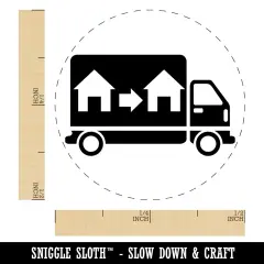Moving Truck Vehicle Icon Self-Inking Rubber Stamp for Stamping Crafting Planners Orange