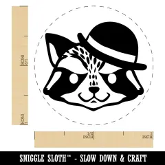 Raccoon with English Derby Bowler Hat Self-Inking Rubber Stamp for Stamping Crafting Planners Red