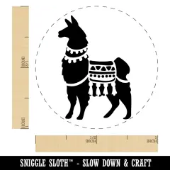 Fancy Llama with Geometric Blanket and Tassels Self-Inking Rubber Stamp Ink Stamper for Stamping Crafting Planners Red