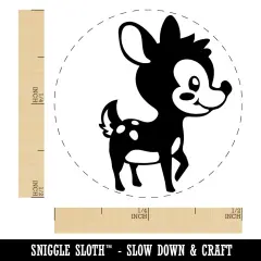 Adorable Baby Deer Fawn Self-Inking Rubber Stamp for Stamping Crafting Planners Sky Blue