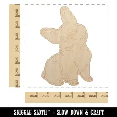 Frenchie Sitting Tilting Head French Bulldog Dog Unfinished Wood Shape Piece Cutout for DIY Craft Projects